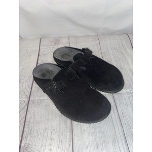 Mephisto Black suede buckle slip on women Clogs size 6